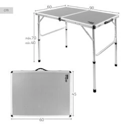 AKTIVE - Table De Camping Pliante, Réglable En 2 Hauteurs, 90x60x40/70 Cm, Gris -Promos Camping Boutique aktive table de camping pliante reglable en 2 hauteurs 90x60x4070 cm gris 3