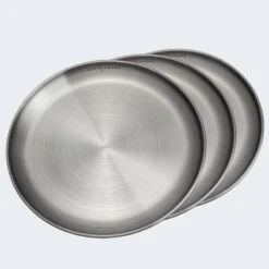 Assiette Plate De Camping | Diamètre Env. 23 Cm | Acier Inox | 3 Assiettes -Promos Camping Boutique assiette plate de camping diametre env 23 cm acier inox 3 assiettes 2
