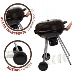 Barbecue Portable Rond Au Charbon De Bois Avec Couvercle Aktive -Promos Camping Boutique barbecue portable rond au charbon de bois avec couvercle aktive 5