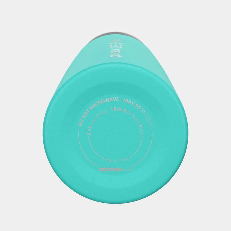 Quechua Bouteille Isotherme Inox 0,4L Avec Gobelet Pour La Randonnée - Turquoise 11 Quechua Bouteille Isotherme Inox 0,4L Avec Gobelet Pour La Randonnée - Turquoise – Image 9