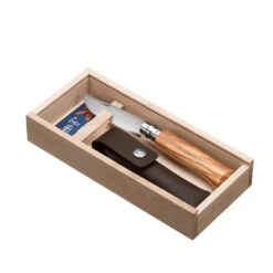 Coffret Couteau Opinel Randonnée Numéro 8 En Bois D'olivier, Avec Son étui Cuir -Promos Camping Boutique coffret couteau opinel randonnee numero 8 en bois dolivier avec son etui cuir 2
