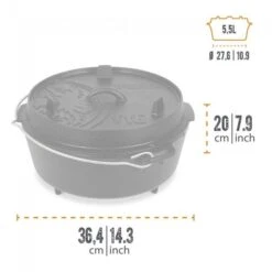 Petromax Dutch Oven FT6-6QT (avec Pieds) Et Levier De Couvercle -Promos Camping Boutique petromax dutch oven ft6 6qt avec pieds et levier de couvercle 2