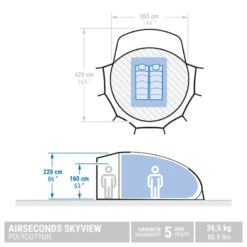 Quechua Tente Bulle De Camping - AirSeconds Skyview Polycoton - 2 Personnes - 1 Chambre -Promos Camping Boutique tente bulle de camping airseconds skyview polycoton 2 personnes 1 chambre 1