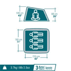 Quechua Tente De Camping - 2 SECONDS - 3 Places -Promos Camping Boutique tente de camping 2 seconds 3 places 1