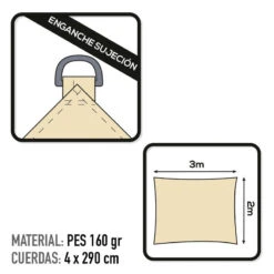 Voile D'ombrage Rectangulaire Aktive Garden Couleur Crème -Promos Camping Boutique voile dombrage rectangulaire aktive garden couleur creme 2